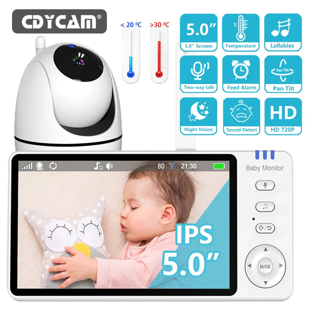 5.0 Inch Video Baby Monitor With Pan Tilt