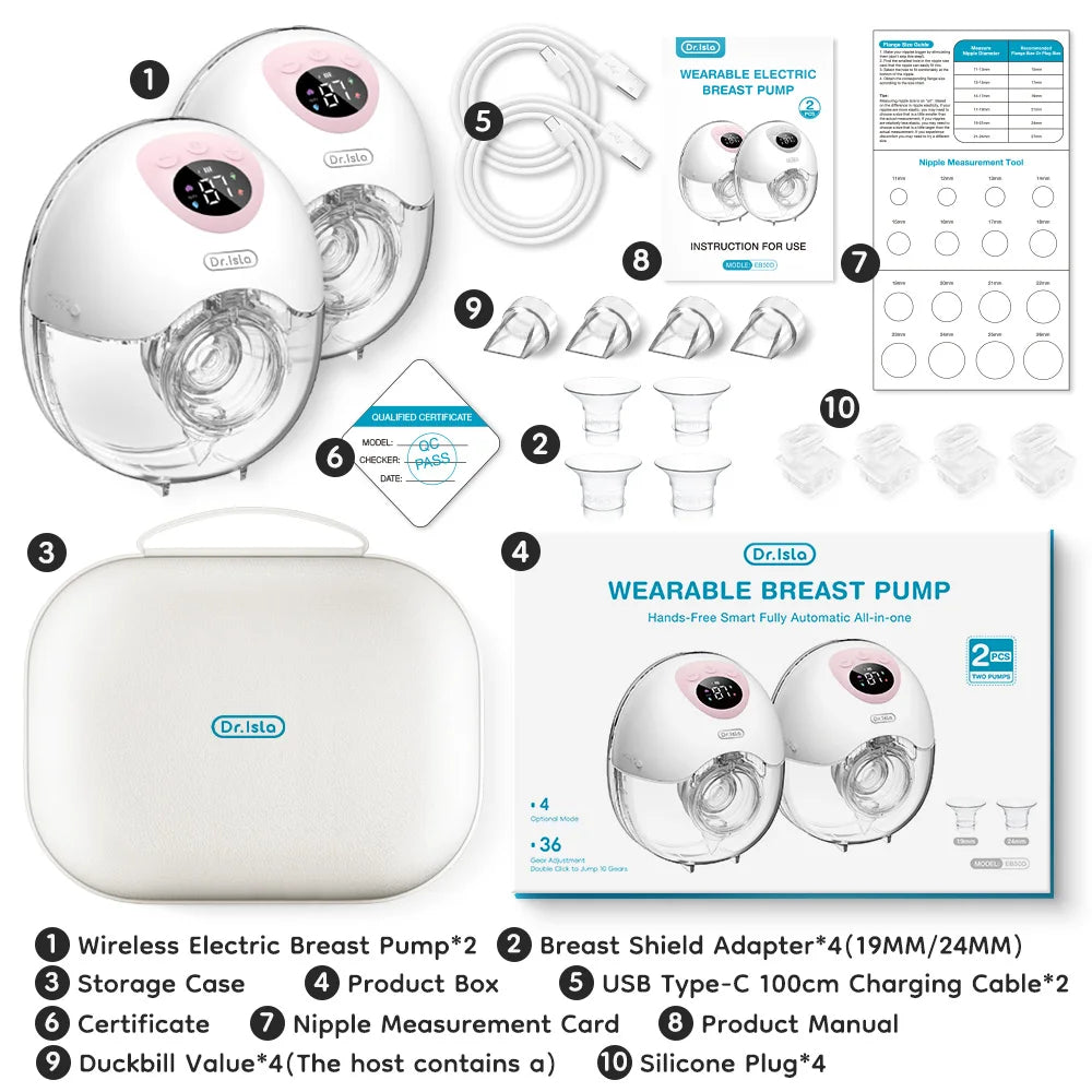 Wearable Electric Breast Pump 4 Modes 36Suction Levels