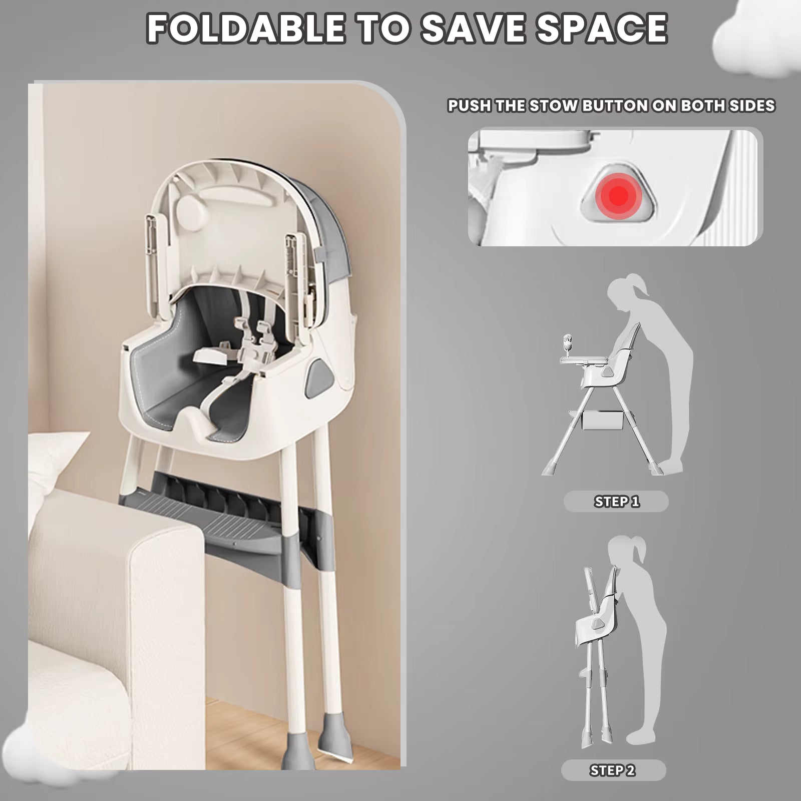 Foldable Baby High Chair 6 Months Plus